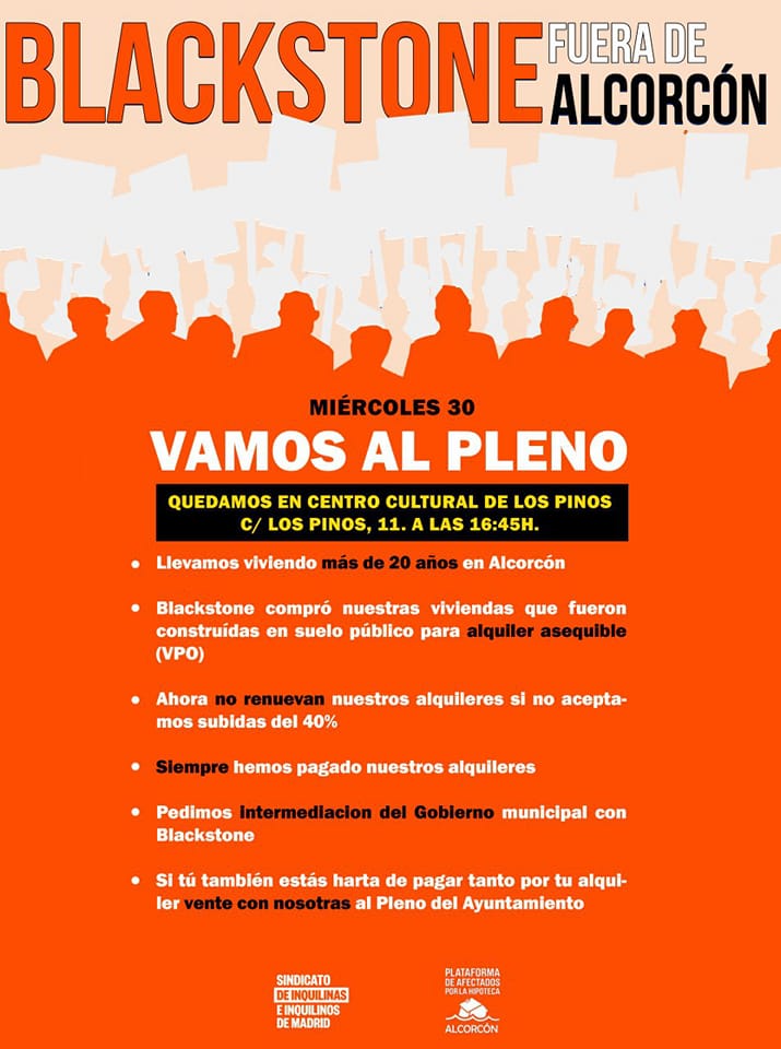 Demonstration against Blackstone in Madrid - Wednesday 30 November
